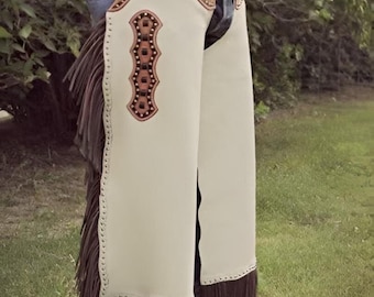 Premium Suede Leather Chaps – Classic Handmade Cowboy Rodeo Gear with Fringe | Western Ranch Riding Outfit for him and her- free delivery