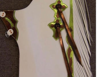 Handgemaakte leren chaps met franjes – western rodeo-cowboyoutfit