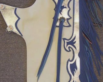 Handmade Cream Leather Fringe Chaps – Western Rodeo Style