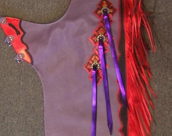 Handgemaakte leren chaps met franjes – western rodeo-cowboyoutfit