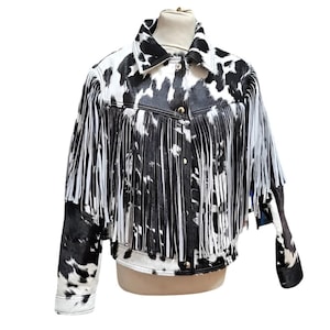Handmade Cowhide Hair Leather Jacket – Western Rodeo Button-Up Ranch Coat Cowhide Hair Button-Up Jacket