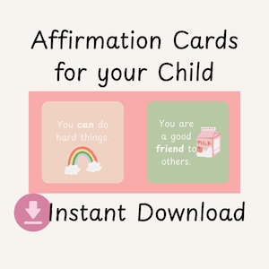 Affirmationskarten für Kinder | 3x3" Druckbare Notizen | Positive Botschaften für Kinder | Sofortiger Download | Schulanfang PDF