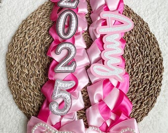 Abschluss Lei: Hot Pink und Baby Pink, Klasse von 2025 Lei