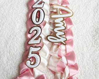 Abschluss Lei: Rose pink und Elfenbein, Klasse von 2025 Lei