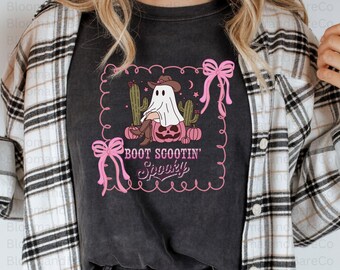 Boot Scootin Spooky Png| Spooky Boot Scootin Png| Western Halloween Png| Retro Cowgirl Ghost Png| Cowgirl Halloween Png| Country Halloween