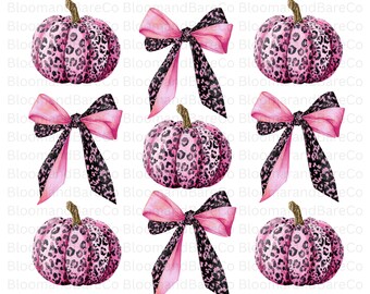 Pink Coquette Leopard Bow Png| Pink Leopard Pumpkin Png| Girly Halloween Png| Coquette Halloween Png Digital File| Soft Girl Png| Fall Bow
