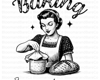 Cuisiner parce que le meurtre est une erreur PNG| Femme au foyer vintage drôle | Dire drôle et sarcastique de femme au foyer | Impression de pâtisserie rétro| T-shirt drôle de pâtisserie