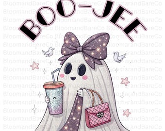 Boo-Jee Preppy Girl Ghost Png| Boo-Jee Coquette Glitter Ghost Png| Boujee Ghost Halloween Sublimation| Ghost Sublimation Design| Boujee Png
