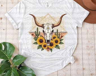Kan niet worden getemd sublimatie, png | Retro western png| Boho bloemen stierenschedel png| Bloemen koeienschedel western png| Western cowgirl png| Boho-shirt