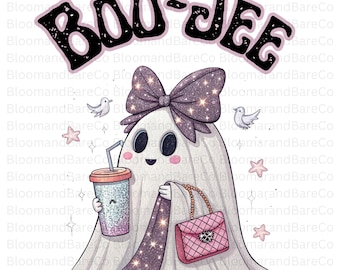 Boo-Jee Preppy Girl Ghost Png| Boo-Jee Coquette Glitter Ghost Png| Boujee Ghost Halloween Sublimation| Ghost Sublimation Design| Boujee Png