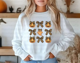 Coquette Leopard Bow Png| Glitter Pumpkin Png| Glitter Ghost Png| Girly Halloween Png| Coquette Halloween Png Digital File| Soft Girl Png