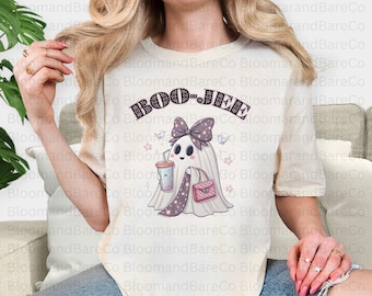 Boo-Jee Preppy Girl Ghost Png| Boo-Jee Coquette Glitter Ghost Png| Boujee Ghost Halloween Sublimation| Ghost Sublimation Design| Boujee Png