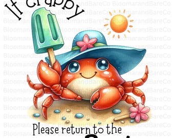 Si estás de mal humor, por favor regresa a la playa PNG/Camiseta de mal humor/Mierda linda PNG/Humor de verano PNG/Diseño de camiseta de playa/Regresa a la playa PNG/Camiseta de cangrejo