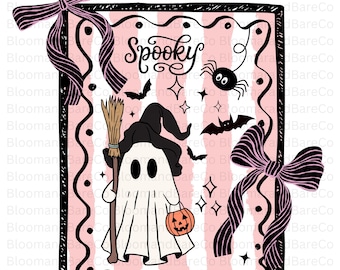 Fantasma coqueto y preppy, diseño de Halloween coqueto, diseño de camiseta de Halloween para chicas, temporada espeluznante de Halloween retro, murciélagos y estrellas