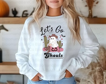 Lass uns Ghouls Png| Gruselige Ghouls Png| Gruselige Mama Saison| Pastell Halloween | Western Halloween Png | Retro Western Geist Png | Retro Gespenst