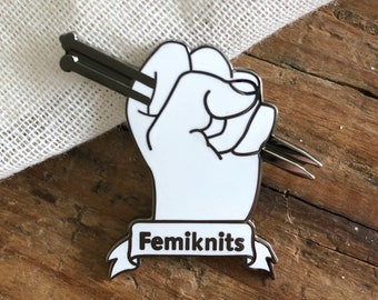 Femiknits | Knitting Enamel Pin Badge | Knitting Badge | Knitting Enamel Pin | Feminism | Girl Power | Knitting Gift | Knitting Brooch