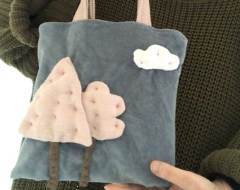 Small Bag. Cute Bag with Trees and Cloud Applique. Cottage Core Bag