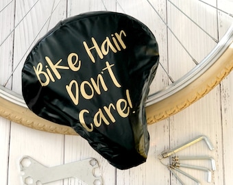 Women's Cyclist Gift | Funny Bike Seat Cover | Bike Hair Don't Care | Waterproof Bike Seat Cover | Bike Accessory | Cyclist Gift