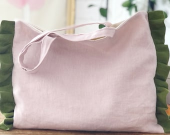 Market Tote Bag | Large Linen Bag Sample sale | Sustainable Knitting Bag