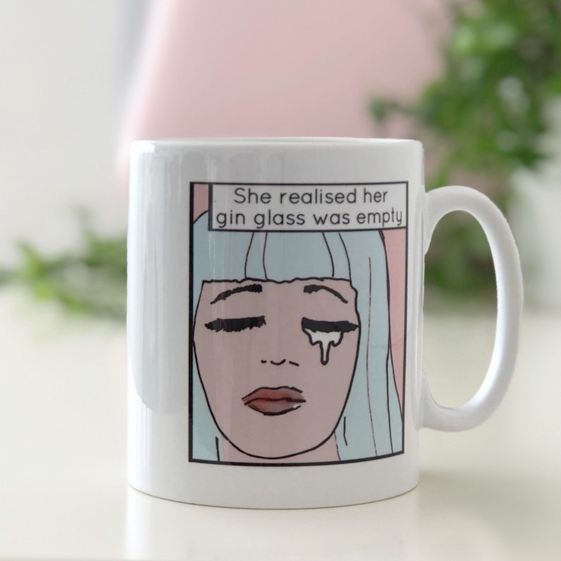Funny Gin Mug Gin Glass Was Empty Gin Mug Pop Art Gin Etsy
