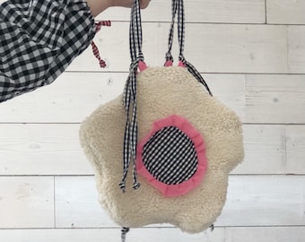 Fluffy Flower Bag | Sample Sale | clutch |  Sustainable Bag | Boho bag with Frill