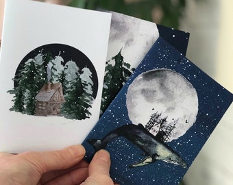 Whale Notebook | Woodland Notebook | Moon Notebooks |  Whale and Moon Notebook