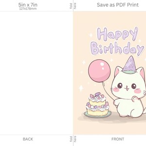 Adorable Kitty Birthday Card - Printable Chibi Cat Illustration With ...