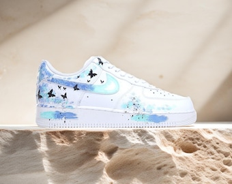 Hand Painted Nike Air Force 1 Sneakers,Butterfly Floral Custom Shoes,Unique Artistic Gift,Custom Air Force 1s ,Personalized Sneakers