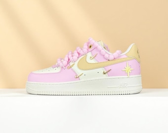 Pink Graffiti AF1 Sneakers: Anime Street Fashion, Custom Hand Painted Shoes, Gift For Daughter