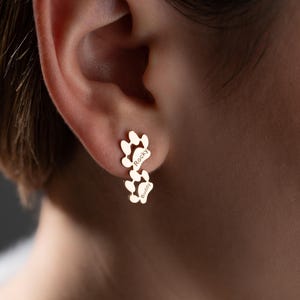 Minimalist Pet Paw Print Stud Earrings, Perspnalized Earrings With Pet Names, Pet Memorial Studs Earrings, Pet Lovers Earring, Pet Mom Gift