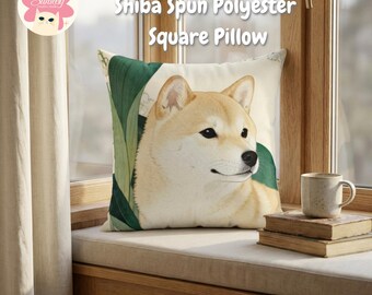 Japanese Shiba Inu Throw Pillow, Cottage Garden Floral Decorative Cushion Cover