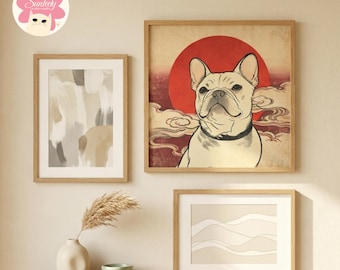 Custom Pet Portrait Poster Japanese Art Style from Photo | Dog Cat Personalized Gift