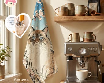 Custom Pet Portrait | Japanese Art Style Hand Towel | Personalized Pet Lover Gift