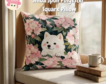 Pink Cherry Blossom Dog Throw Pillow, Japanese Inspired Spring home Decor
