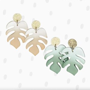 Polymer Clay Earring - Monstera Madness