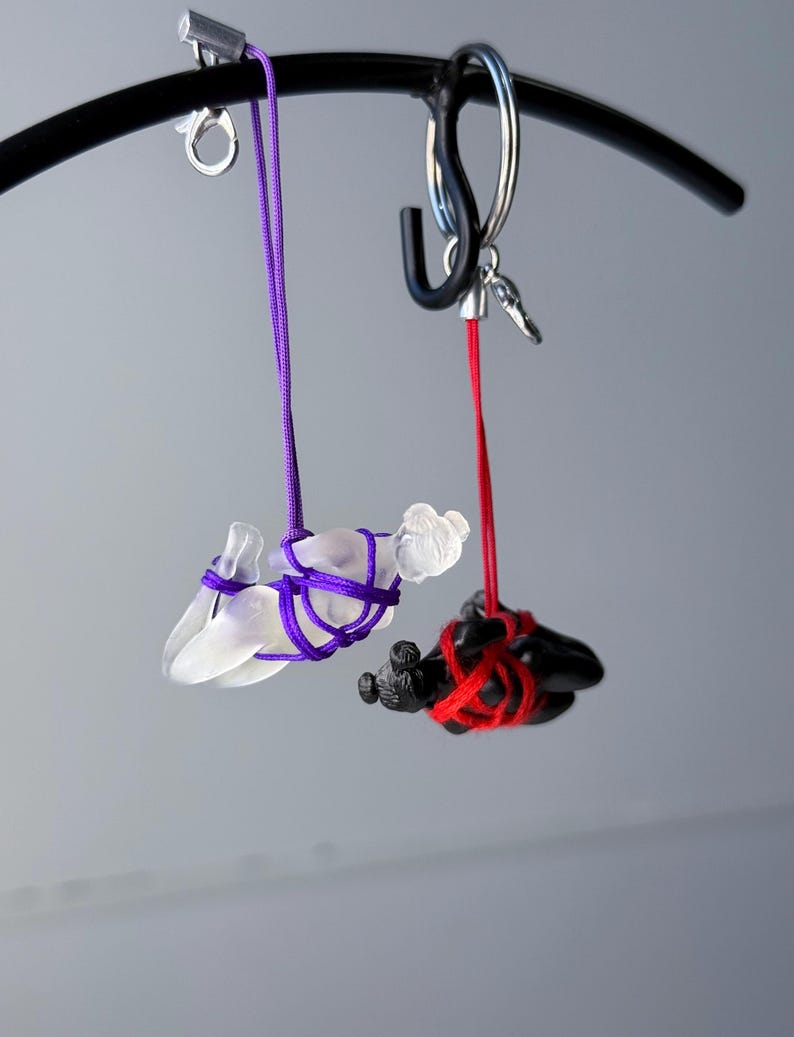 Shibari Girl Keychain, Rope Art Figurine Keyring, Adult Art Mini Sculpture, Handmade Gift image 13