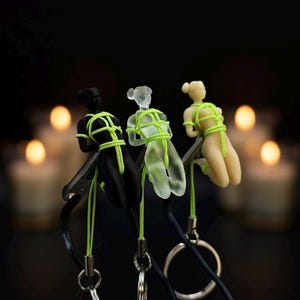 Shibari Girl Keychain, Rope Art Figurine Keyring, Adult Art Mini Sculpture, Handmade Gift