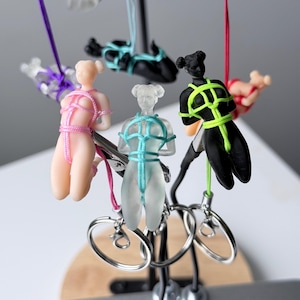 Shibari Girl Keychain, Rope Art Figurine Keyring, Adult Art Mini Sculpture, Handmade Gift image 18