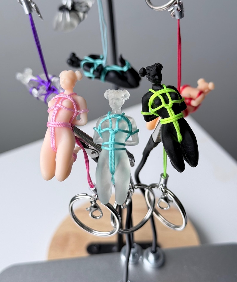 Shibari Girl Keychain, Rope Art Figurine Keyring, Adult Art Mini Sculpture, Handmade Gift image 18