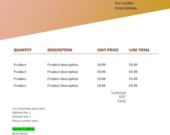 Printable Invoice Small Business Invoice Freelance Invoice Template Customisable Invoice Digital Invoice Template PDF Invoice Template