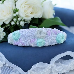 Floral Embroidered Clip, Hair Bows, Snap Clip, Toddler Hairclip, Hair Clip, wedding clip, Cute Bow | Fringe Hair Clip | Unique Gift Girl
