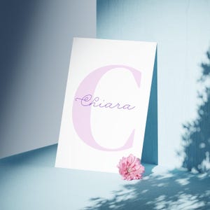 Quadro personalizzato con iniziale e nome - PDF da stampare + cornice di carta - Regalo per nascita o cameretta bimbi - 4 colori disponibili