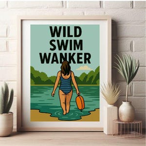 A4 Digital Print: Wild Swimming Wall Art for Her, Instant Download