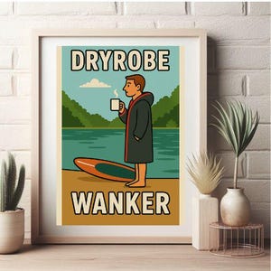 A4 Digital Print: Dryrobe Wall Art for Him, Wild Swimming Decor, Instant Download
