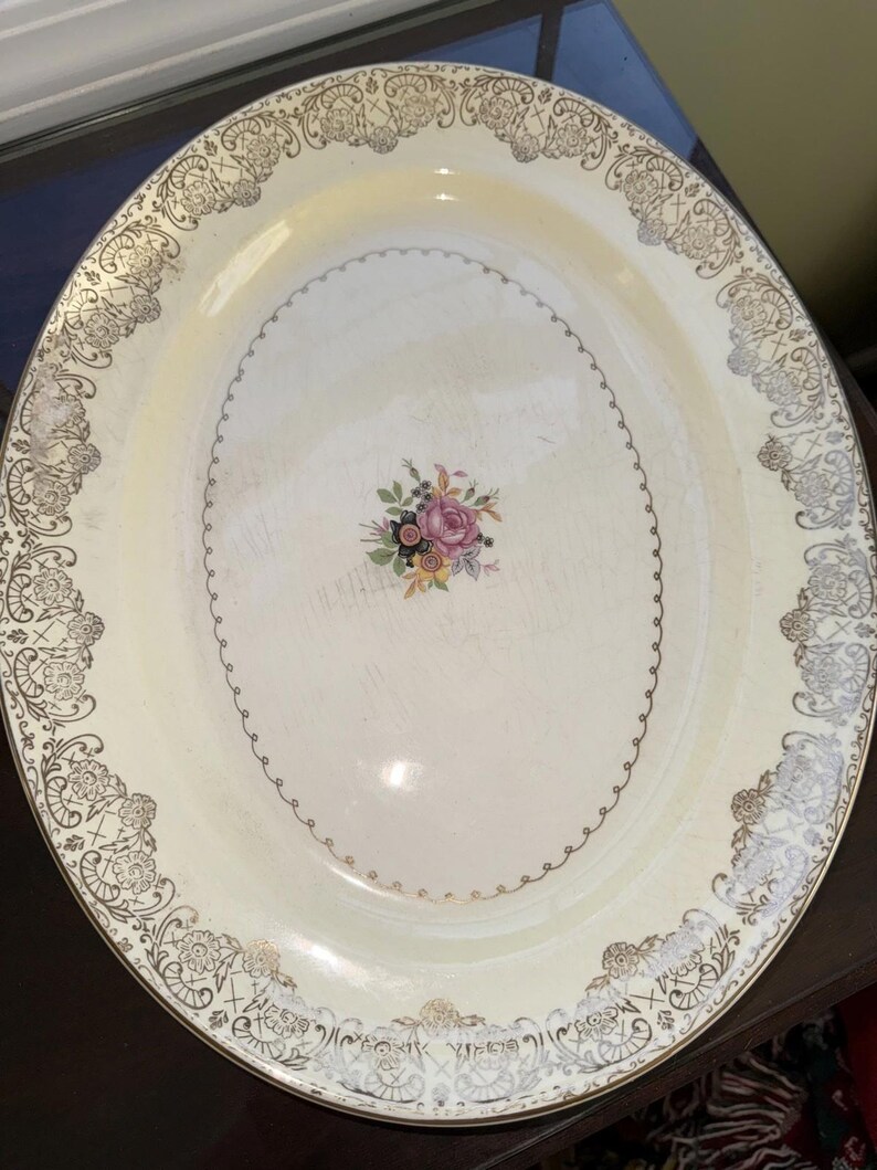 Set of 2 Vintage Paden Floral Serving Platters, Gold Rim, Cottagecore ...