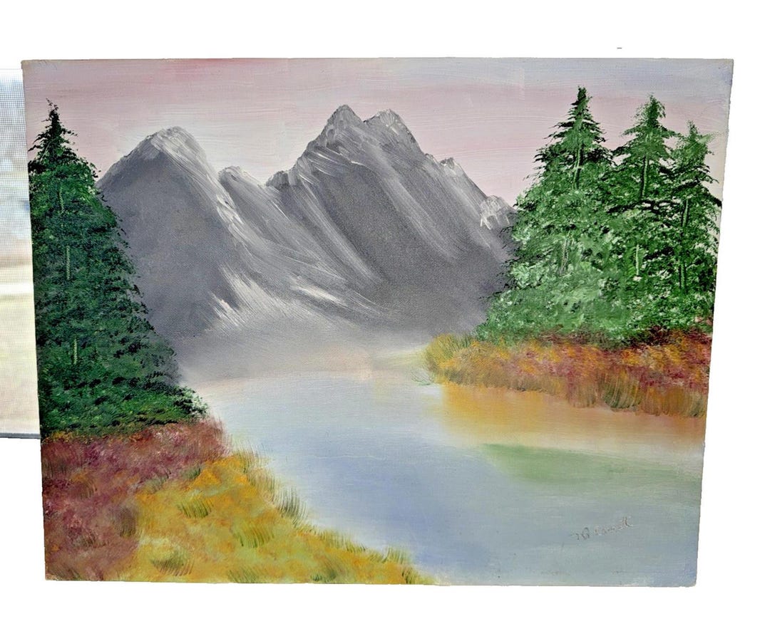 Original Unframed Mountain Landscape Oil Painting on Canvas; Signed - Etsy