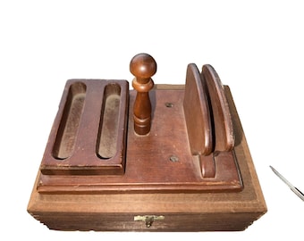 Drewniany stojak na serwetki w stylu vintage z lat 60. i 70. XX wieku; MCM