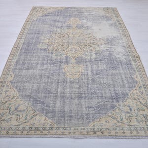 Pale Blue Rug,Vintage Area Rug,Living Room Rug,Turkish Rug,6x9 Rug,Handmade Rug,6x9 Oushak Rug,Rug For Bedroom,6x9 Area Rug,Boho Rug,Wool