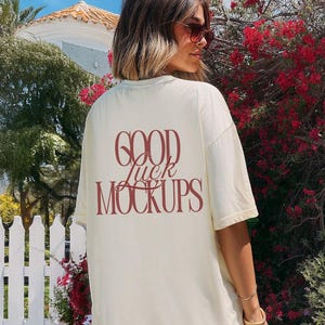Ivory Tshirt Mockup Back of Comfort Colors C1717 Ivory Shirt Beach Mock, Oversized 1717 Tee Ivory Trendy CC1717 Pinterest, Ivory Shirt Back