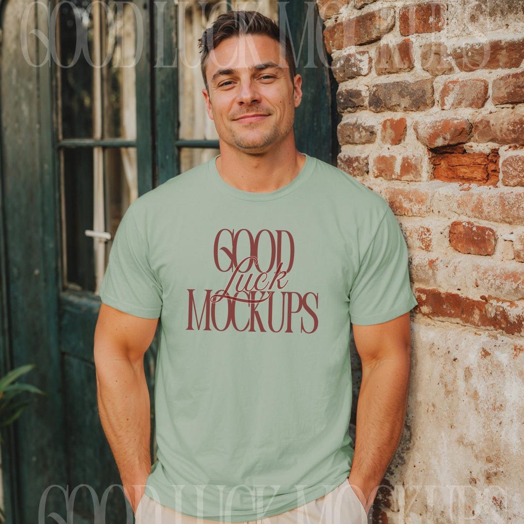 Bella Canvas 3001 Sage 男性用モックアップ、Sage Tシャツ メンズ